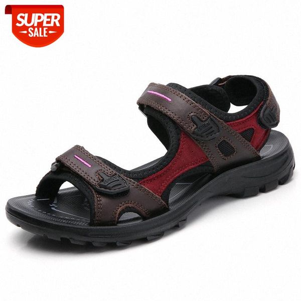 

summer sandals genuine leather outdoor hiking shoes women beach slides breathable non-slip sneakers woman female trekking shoes #tf7k, Black