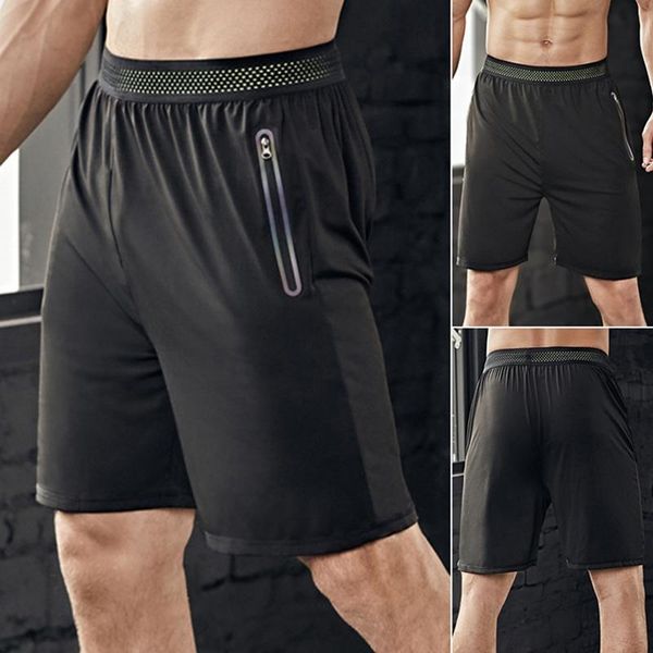 

men's shorts quick-drying running fitness summer breathable loose large size training five-point pants black, White;black