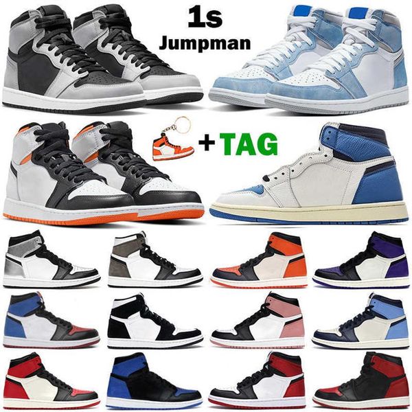 

men women basketball shoes 1s high og jumpman 1 hyper royal shadow court purple university military blue electro orange mens trainersa25