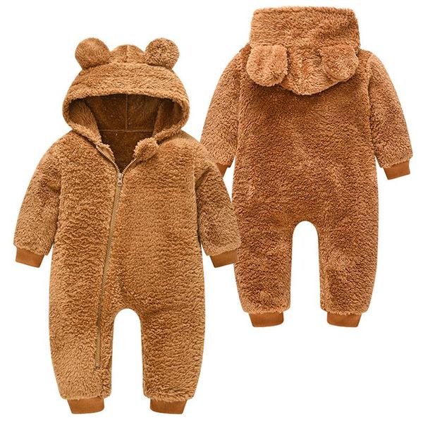 

baby boy clothes spring autumn hooded warm baby rompers cute plush bear overall toddler girl jumpsuit infants crawling clothing, Blue