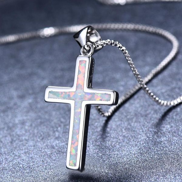 

pendant necklaces silver color box chain cross austrian crystal pendants necklace female choker jewelry gifts for women bijoux femme