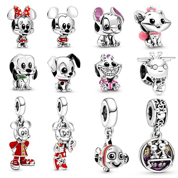 

2022 new anime mouse plata charms of ley 925 silver princess series beads fit pandora bracelets for women diy jewelry, Black