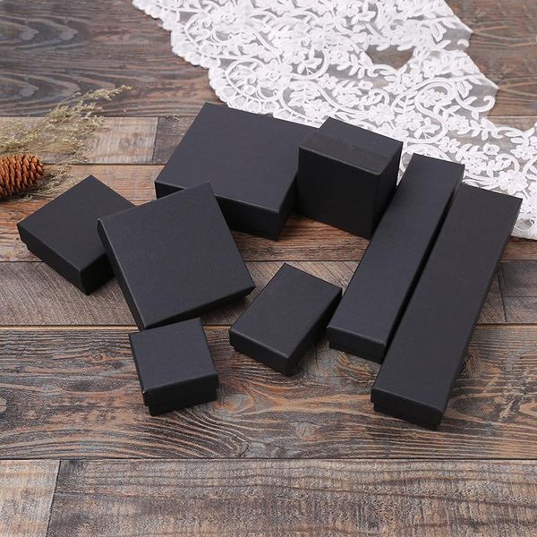 

gift wrap 5pcs black kraft paper box multi-function necklace jewelry ring watch packaging boxes