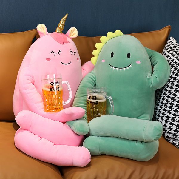 

60cm Cute Dinosaur Unicorn Plush Pillow Stuffed Animal Fruit Cactus Human Shape Pillow Cushion Accompany Toys for Kids Girls