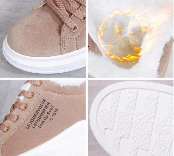 

women's shoes winter women's boots warm plush ladies casual shoes lace-up fashion sports platform snow boots, Black