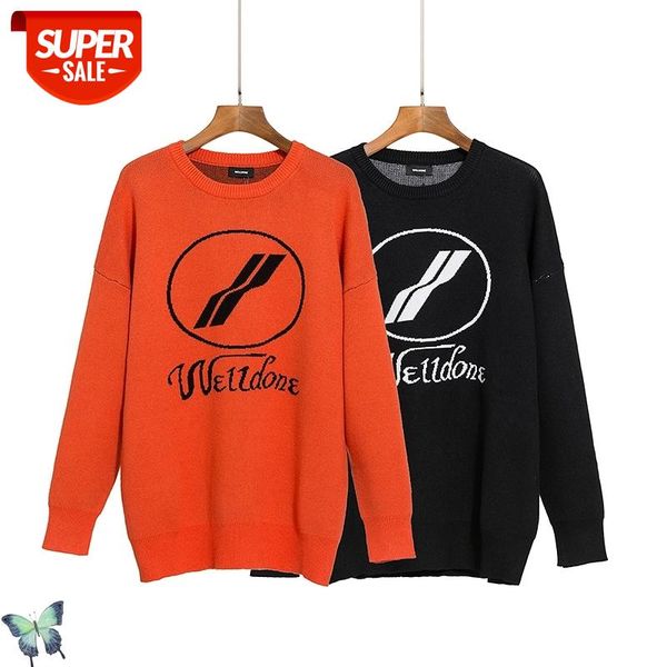

autumn winter welldone vintage wool sweater men women loose sweater well done pullover sweatshirt fast shipping #ov50, White;black