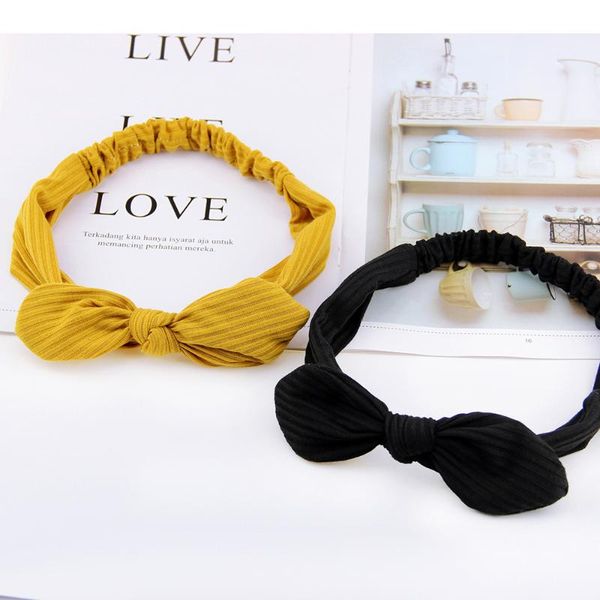 

hair accessories cotton corduroy bowknot turban headband for women ladies headdress elastic bands solid color headwrap, Slivery;white