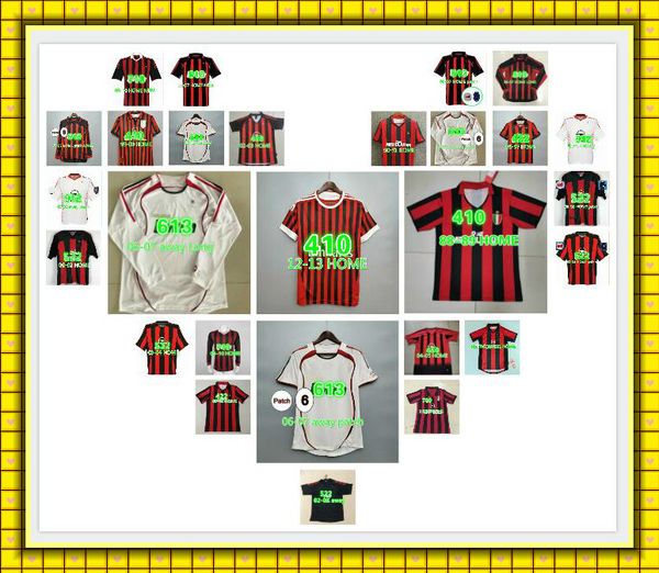 

1991 1992 1993 1996 1997 2000 2001 2002 2003 2005 2006 2007 09 10 retro soccer jersey kaka maldini inzaghi pirlo vintage football shirt, Black;yellow