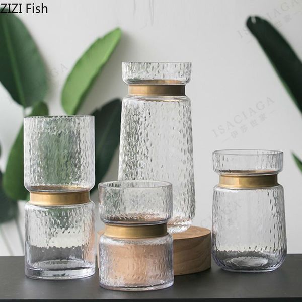 

modern glass vase transparent flower arrangement ornaments crafts golden border art polka dot vase home decoration furnishings