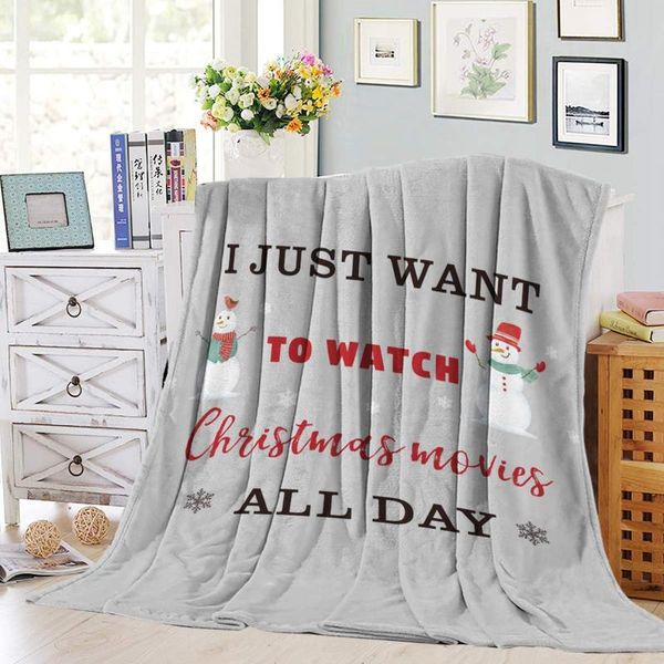 

blankets flannel fleece throw lightweight super warm soft blanket for couch/bed,i just want to watch christmas movie all