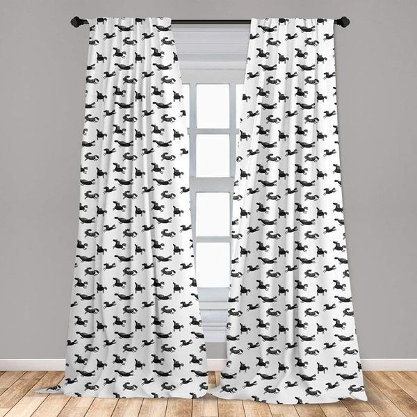 

curtain & drapes horses for kids rooms doodle equidae monochrome cartoon characters galloping trotting pacing window