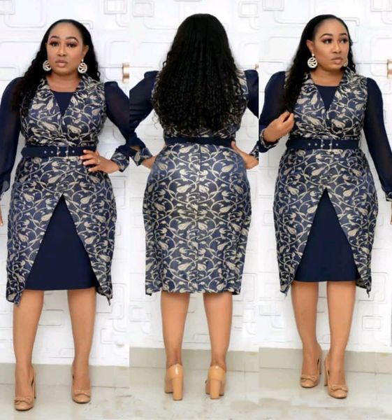 

autumn new 2 piece set women dress knee length dess fashion floral print chiffon patchwork elegant dress sets plus size 5xl, Black;gray
