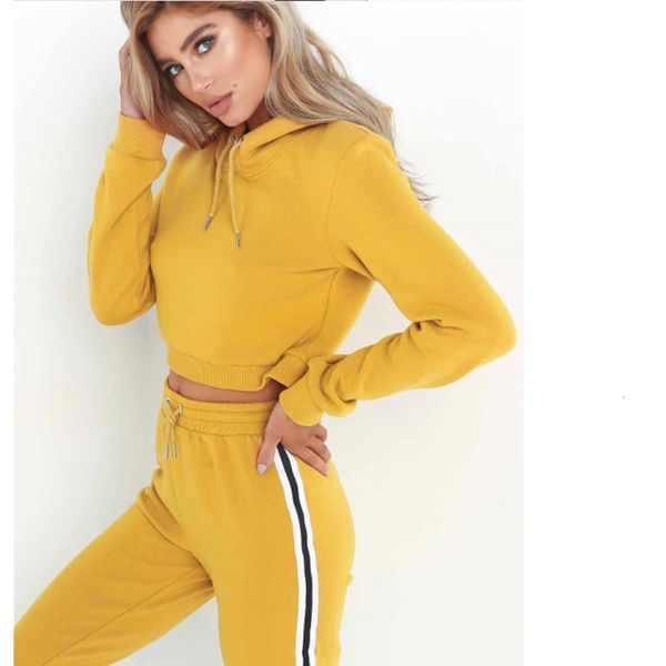 

striped solid 2 two piece set and pants women harajuku crop hoodies sweatshirts tracksuit d0635, Gray