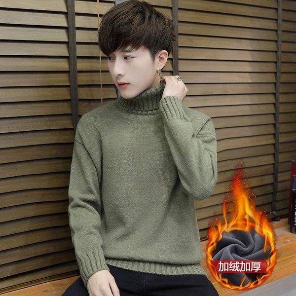 

men's turtleneck sweater winter korean loose fitting sweater trend student personality versatile couple plush, White;black