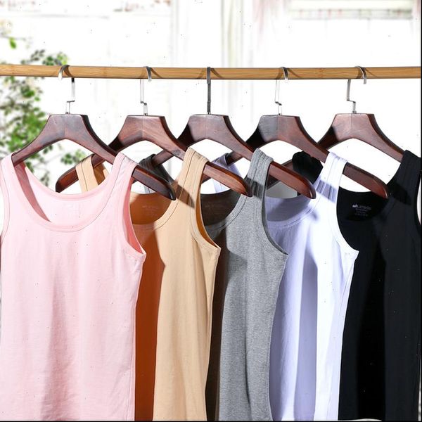

2021 summer t shirt women undershirt 100% pure cotton camisole tanks ladies slim vest women clothes breathable fitness gym, White