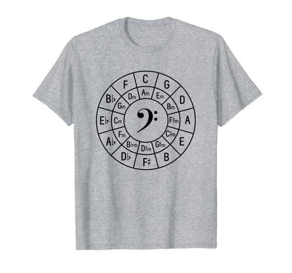 

bass clef circle of fifths 5ths composer musician f clef t-shirt, White;black
