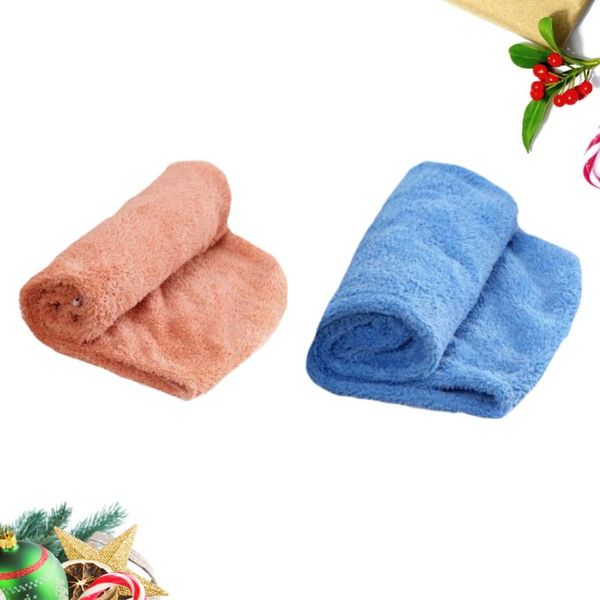 

2pcs thicken bath cap hair drying head towel bathroom shower (brown + blue) caps