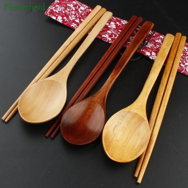 

chopsticks wooden spoon chop sticks set outdoor portable tableware two-piece long handle