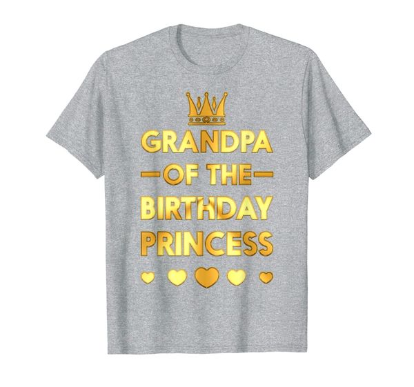 

grandpa of the birthday princess gold matching family shirt, White;black