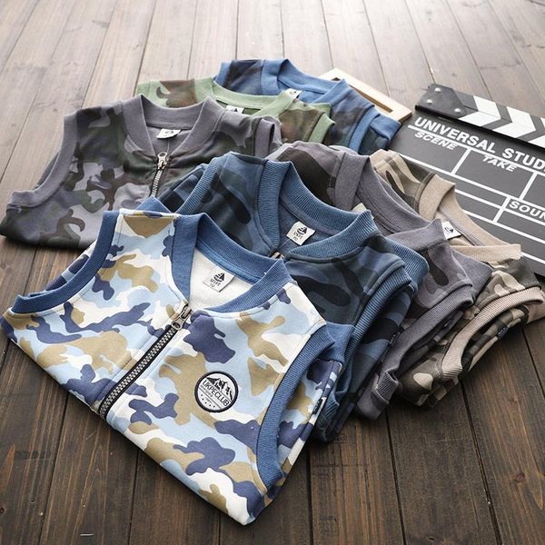 

bbd children vest boys cotton terry camouflage fashion zipper sleeveless outdoor sports jacket delicate kids clothes new, Camo