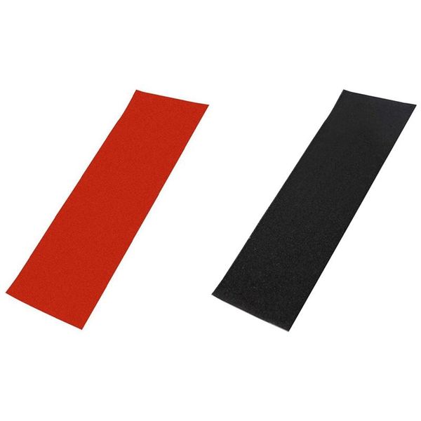 

skateboarding 2 pcs pvc waterproof skateboard deck sandpaper grip tape griptape skating scooter sticker 84x23cm, red & black