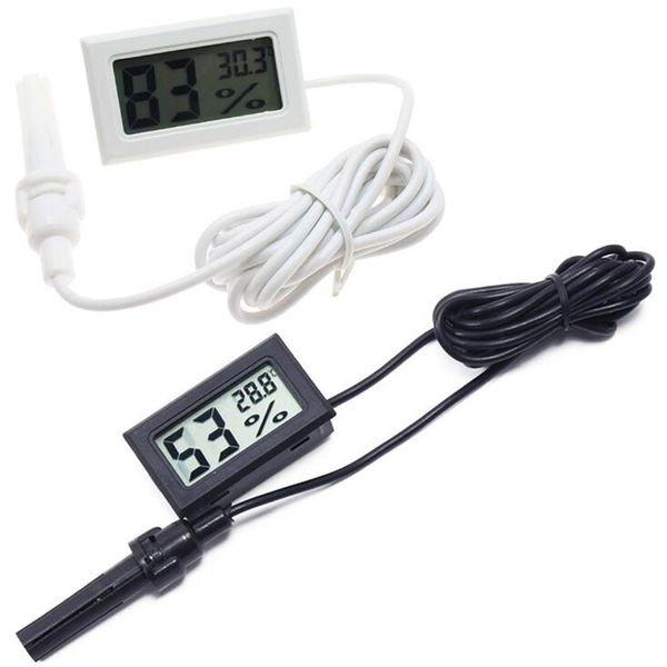 500 adet Mini Dijital LCD Termometre Higrometre Sıcaklık Nem Ölçer Prob Beyaz Ve Siyah Stokta Ücretsiz Gemi