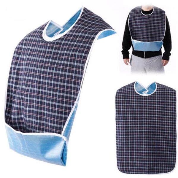 

3pcs/set waterproof plaid bib apron crumb catcher reusable clothes protector elder disability wear prevent oil juice spill