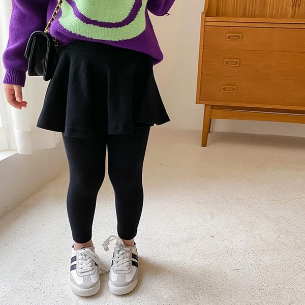 

keelorn baby girls korean skirt leggings 2021 new spring kids casual fitness mid waist pants children solid trousers skirts, Blue