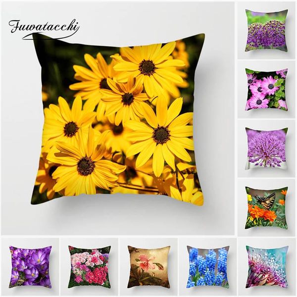 

fuwatacchi chrysanthemum flower cushion covers plum blossom pillows cover decorative home sofa chair floral pillowcases double pillow case