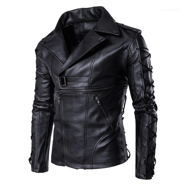 

jackets eu size mens spring motorbike jackets pu leather autumn winter solid bandage designer coats, Black;brown