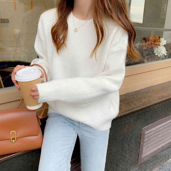 

women's sweaters new autumn soft knitted cashmere women fashion loose solid female pullovers sweater warm basic knitwears jumpers, White;black