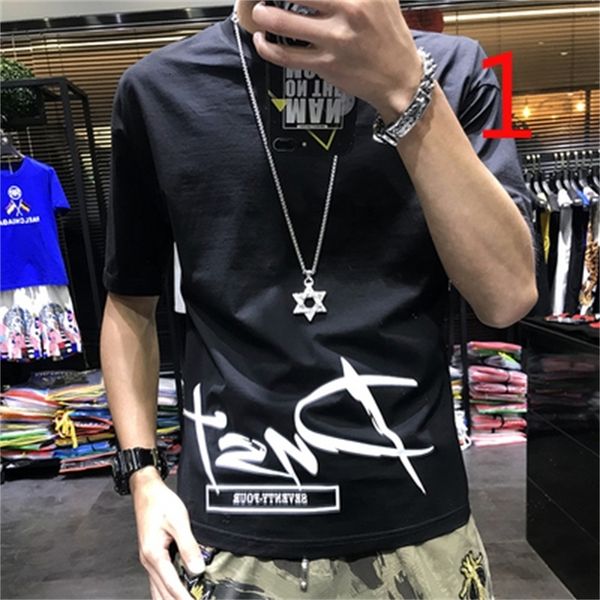 

New 2021 Summer Tide Brand Men's Short-sleeved Trend Korean Version of Self-cultivation Ice Silk T-shirt Wild Retro CULP, White;black