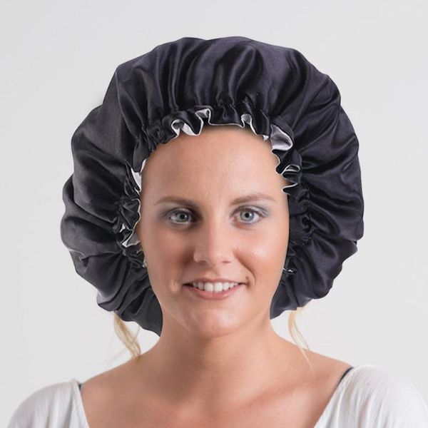 

beanie/skull caps women silk bonnet soft satin sleeping cap salon waterproof night hat hair loss chemo head cover elastic band, Blue;gray