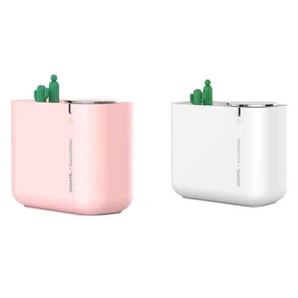 

humidifiers 3000ml air humidifier cactus double spray deskusb led purifier large capacity humidificador for household