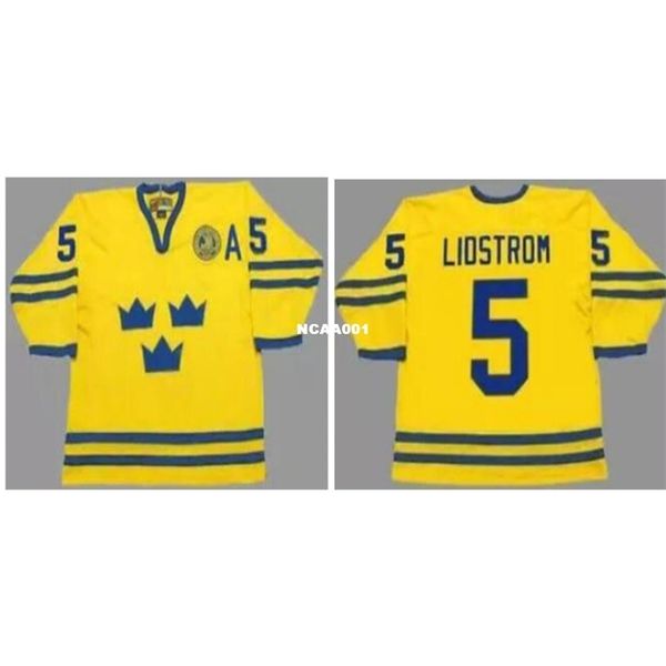 

real 001 real full embroidery #5 nicklas lidstrom autographed hockey jersey or custom any name or number hockey jersey, Black