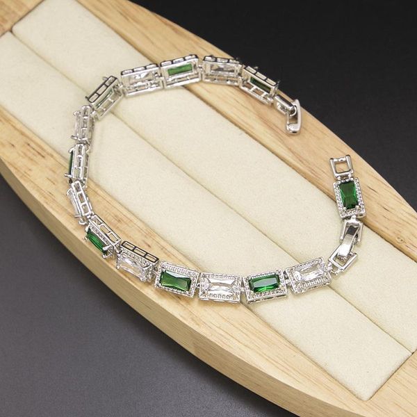 

charm bracelets funmode luxury design green cubic zircon women accessories pulsera wholesale fb136, Golden;silver