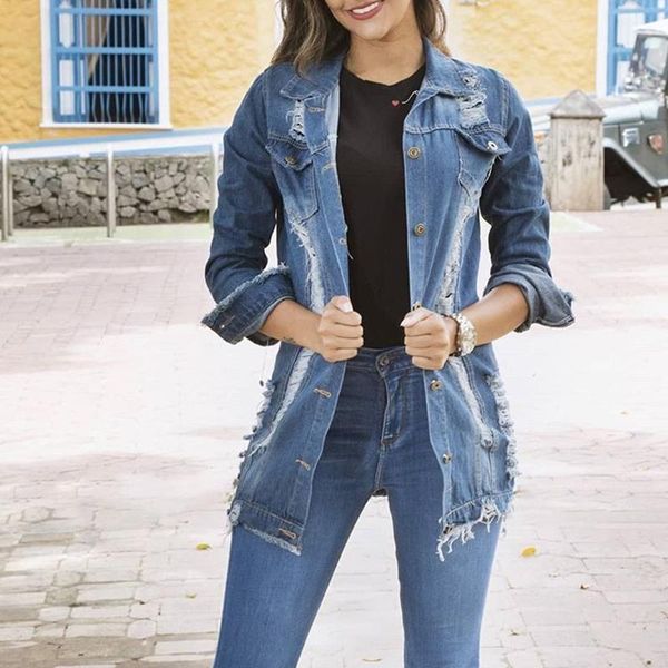 

women's jackets women steetwear spring autumn coat korean style female clothes long sleeve outerwear ripped jeans jacket, Black;brown