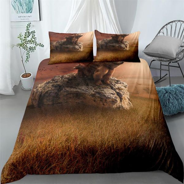 

bedding sets king of the forest bear set single twin full  size bed aldult kid bedroom duvetcover 3d print 016