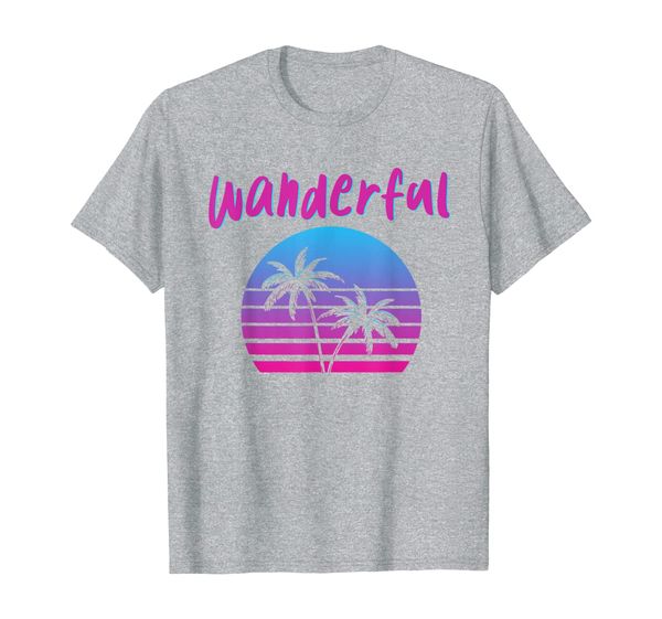 

wonderful palm tree vaporwave art retro music artists gift t-shirt, White;black