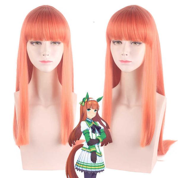 

master santa cosplay wig racing m pretty derby silent suzuka orange long straight hair, Black
