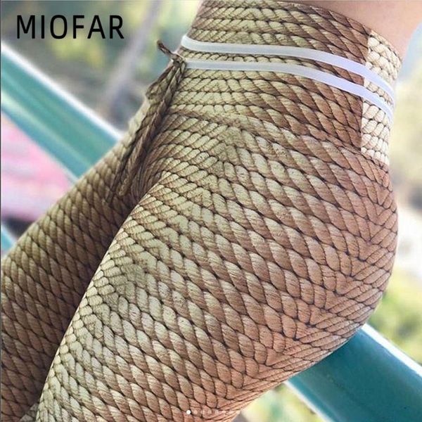 

women's leggings miofar 3d printing style knitted rope print patchwork women push up fitness elastic pants female sporting legging lady, Black