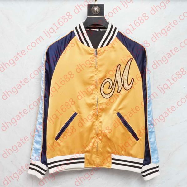 

contrast color nylon embroidery baseball jacket men 2021 fall winter lightweight slim fit color blocked applique windbreaker, Black;brown