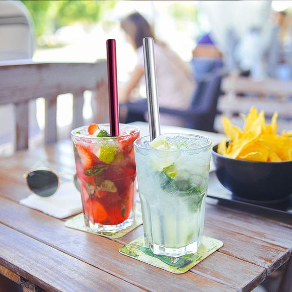 

drinking straws 12mm milk beverage straw reusable metal stainless steel set bar kitchen straight tubes with bag