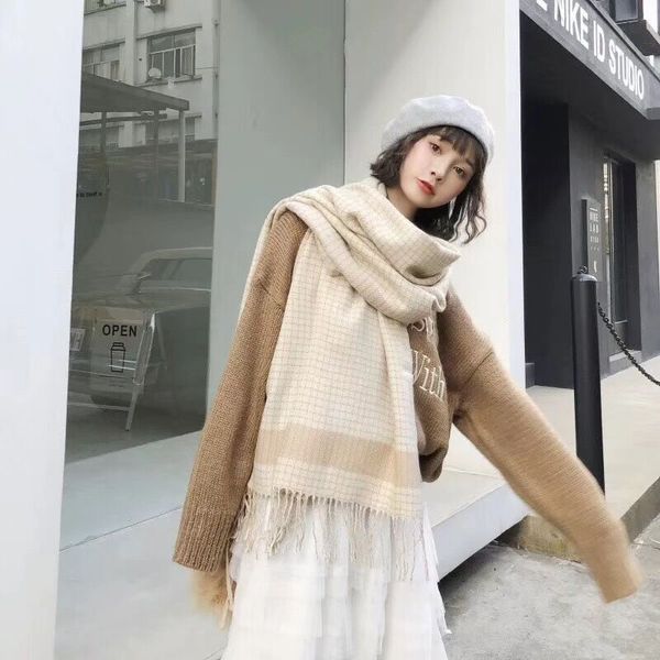 2021 Теплый зимний шарф леди мода плед кашемировые шарфы женщины шали ремни толстые высокое качество шеи бандана