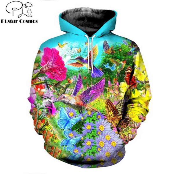 

mens designer t shirts 3d printed hummingbird garden hoodie and sweatshirt parrot harajuku fashion men hoodies casual jacket pullover dw0007, Black