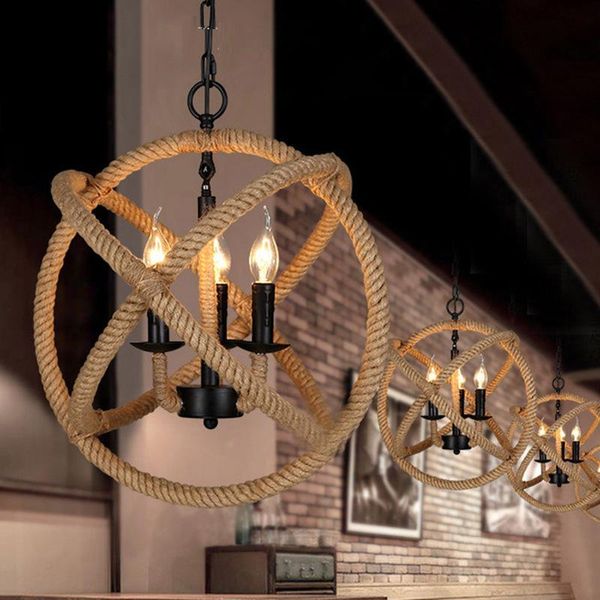 

pendant lamps country industrial wind rope chandelier living room restaurant bedroom bar coffee shop lights