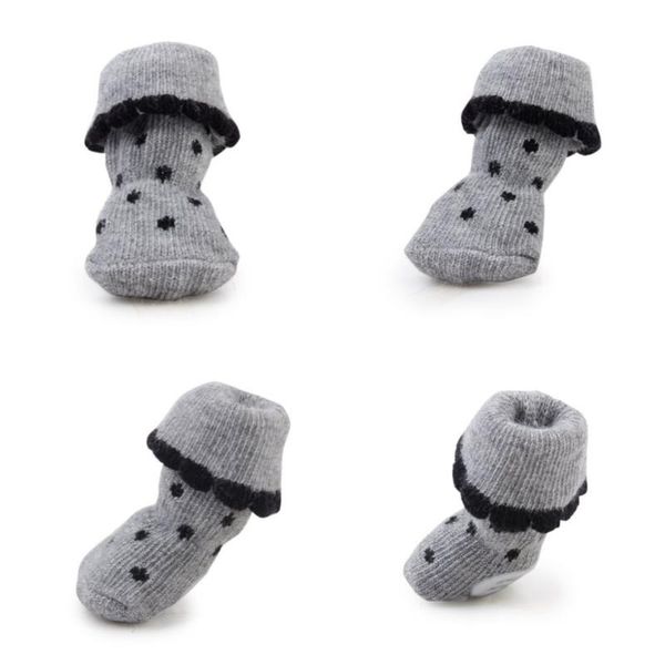 

4pcs pet dog puppy cat non-slip socks with rubber - size (grey)