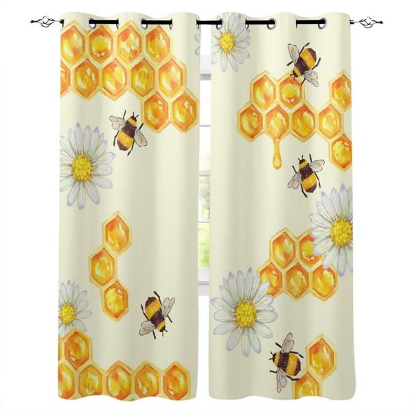 

bee honey flower yellow window curtains home living room bedroom item curtain luxury living room curtains
