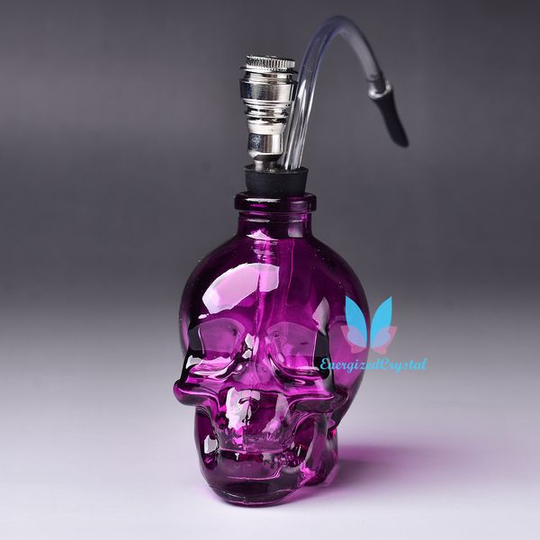 3.5inches portátil roxo crânio tubulação de água de vidro cachimbo fumar shisha esqueleto de vidro garrafa acessórios homens presente