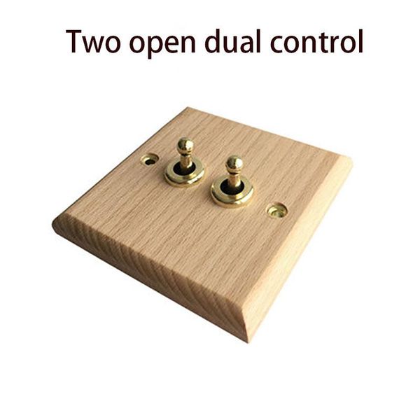 

smart home control 86 type nordic minimalist style, solid wood panel, brass lever switch